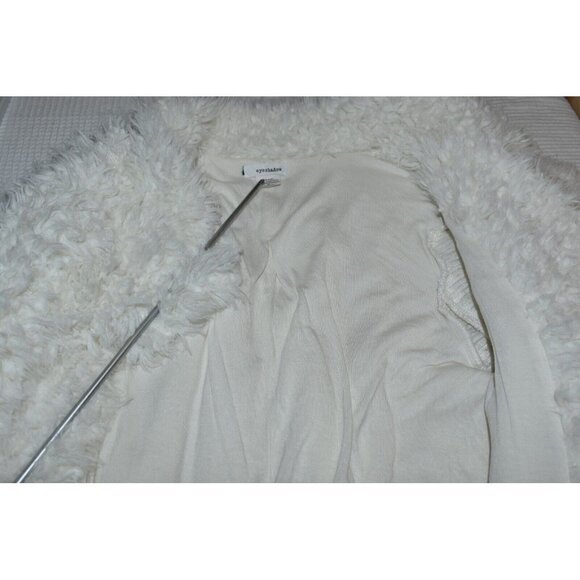 Eyeshadow Womens White Cardigan Fuzzy Open Front Sweater Size M - Picture 6 of 8